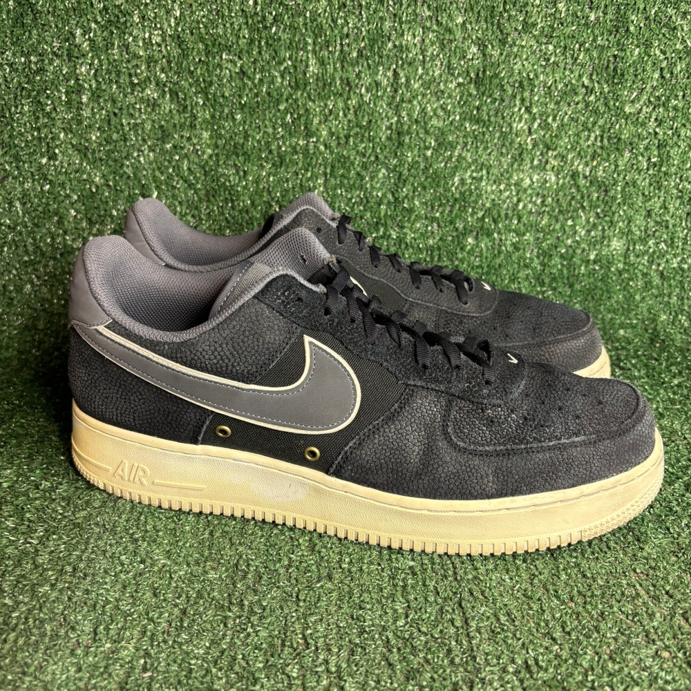 Nike Air Force 1 Low 07 LV8 Texture Croc Leather Low Top Sneaker Black Mens 12
